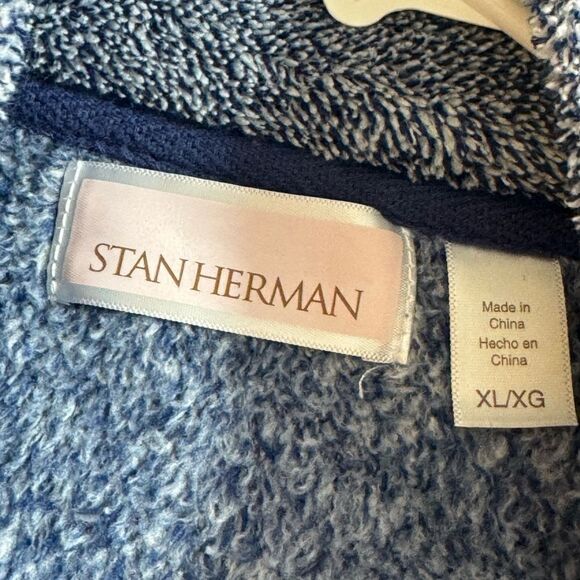 Stan Herman sweatshirt Womens Sz XL Sherpa full zip loungewear comfortable Blue - Picture 11 of 11